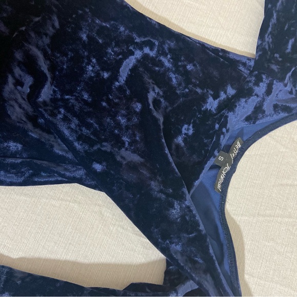 Betsey Johnson Vintage Black Label 90's Navy Blue Crushed Velvet Maxi Dress - Picture 5 of 11